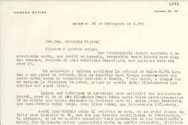 [Carta] 1954 sept. 28, Madrid, [España] [a] Gabriela Mistral