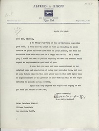 [Carta] 1946 Apr. 26, New York [a] Gabriela Mistral, Los Angeles, California