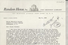 [Carta] 1946 May 21, New York, [EE.UU.] [a] Gabriella [i.e. Gabriela] Mistral, Republic of Chile Embassy, Washington D.C., [EE.UU.]