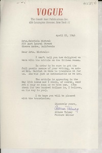 [Carta] 1946 Apr. 25, New York [a] Gabriela Mistral, Sierra Madre, California
