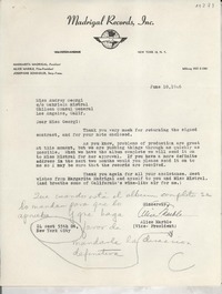 [Carta] 1946 June 10, New York, [EE.UU.] [a] Audrey Georgi, Gabriela Mistral, Los Angeles, Calif[ornia], [EE.UU.]