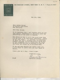 [Carta] 1946 May 1, New York [a] Audrey Georgi, New York