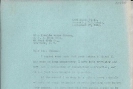 [Carta] 1946 Sept. 17, Monrovia, California, [EE.UU.] [a] Yseulte Warre Simone, New York, [EE.UU.]