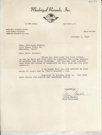 [Carta] 1946 Oct. 3, New York, [EE.UU.] [a] Gabriela Mistral, Monrovia, Calif[ornia], [EE.UU.]