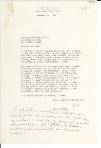 [Carta] 1945 dic. 10, Albuquerque, New Mexico [a] Gabriela Mistral, Petrópolis, Brasil