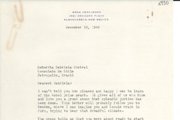 [Carta] 1945 dic. 10, Albuquerque, New Mexico [a] Gabriela Mistral, Petrópolis, Brasil