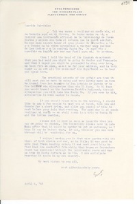 [Carta] 1948 abr. 6, Albuquerque, New Mexico [a] Gabriela Mistral