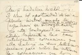 [Carta] [a] Gabriela Mistral