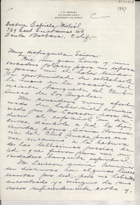 [Carta] [1947, San Marino, California] [a] Gabriela Mistral, Santa Barbara, California