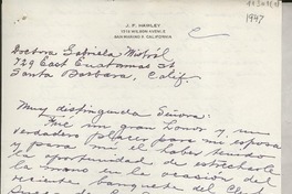 [Carta] [1947, San Marino, California] [a] Gabriela Mistral, Santa Barbara, California
