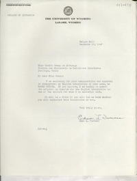 [Carta] 1947 Dec. 10, Laramie, Wyoming, [EE.UU.] [a] Lucila Godoy de [sic] Alcayaga, Santiago, Chile