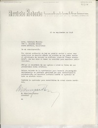 [Carta] 1948 sept. 23, Chicago, [EE.UU.] [a] Gabriela Mistral, Santa Barbara, California, [EE.UU.]