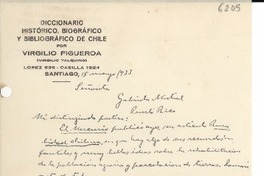 [Carta] 1933 mayo 15, Santiago [a] Gabriela Mistral, Puerto Rico