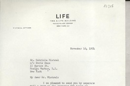 [Carta] 1954 Nov. 16, [New York] [a] Gabriela Mistral, New York