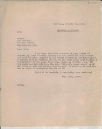 [Carta] 1947 Oct. 30, Santiago, Chile [a] Ann Watkins [Inc.], New York, [EE.UU.]
