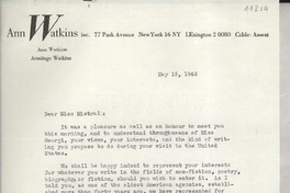 [Carta] 1946 May 15, [New York, EE.UU.] [a] Gabriela Mistral, New York