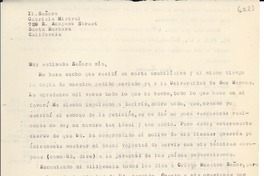 [Carta] [Alemania] [a] Gabriela Mistral, Santa Barbara, California