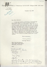 [Carta] 1946 Dec. 16, [New York, EE.UU.] [a] Gabriela Mistral, Monrovia, California