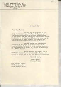 [Carta] 1947 Aug. 13, [New York, EE.UU.] [a] Gabriela Mistral, Santa Barbara, California