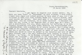 [Carta] 1950 Nov. 14, Truro, Massachusetts, [EE.UU.] [a] Gabriela [Mistral]