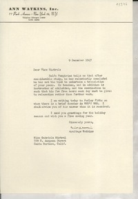 [Carta] 1947 Dec. 9, [New York, EE.UU.] [a] Gabriela Mistral, Santa Barbara, California