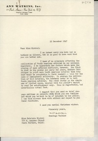[Carta] 1947 Dec. 22, [New York, EE.UU.] [a] Gabriela Mistral, Santa Barbara, California