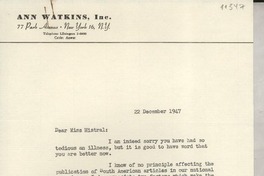 [Carta] 1947 Dec. 22, [New York, EE.UU.] [a] Gabriela Mistral, Santa Barbara, California