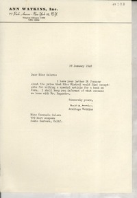 [Carta] 1948 Jan. 28, [New York, EE.UU.] [a] Consuelo Saleva, Santa Barbara, California