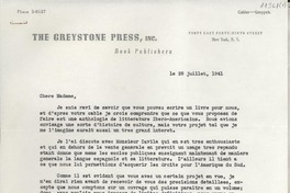 [Carta] 1941 juil. 28, New York, [EE.UU.] [a] Gabriela Mistral, Rio de Janeiro, Brazil