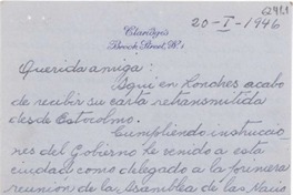 [Carta] 1946 ene. 20, Londres [a] Gabriela Mistral