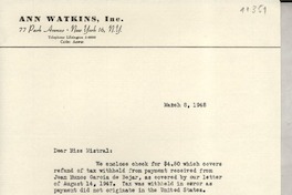 [Carta] 1948 Mar. 8, [New York] [a] Gabriela Mistral, Santa Barbara, California