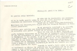 [Carta] 1950 abr. 5, México D.F. [a] Gabriela [Mistral]
