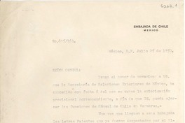 [Carta] 1950 jul. 25, México D.F. [a] Lucila Godoy Alcayaga, Cónsul de Chile en Veracruz, Jalapa, Ver.