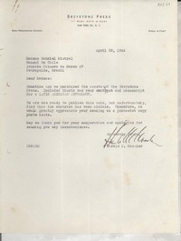 [Carta] 1944 Apr. 20, New York, [EE.UU.] [a] Gabriela Mistral, Petropolis, Brazil