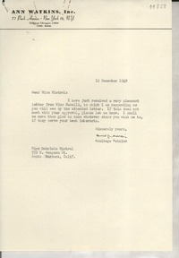 [Carta] 1948 Dec. 10, [New York, EE.UU.] [a] Gabriela Mistral, Santa Barbara, California