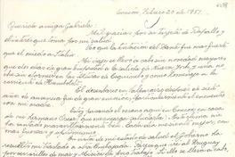 [Carta] 1951 feb. 20, Concón, [Chile] [a] Gabriela [Mistral]