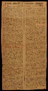 Carta abierta a Gabriela Mistral: Madrid, noviembre de 1935