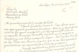 [Carta] 1954 jun. 5, Santiago, [Chile] [a] Gabriela Mistral, Nueva York, [EE.UU.]