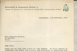 [Carta] 1946 Feb. 11, [Copenhague], [Dinamarca] [a] Gabriela Mistral, Paris, [France]