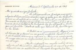 [Carta] 1949 sept. 24, México D.F. [a] Gabriela Mistral