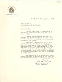 [Carta] 1948 ago. 2, Venezuela [a] Gabriela Mistral, San Francisco, California
