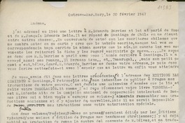 [Carta] 1947 févr. 20, Ostrava, Checoslovaquia [a] Gabriela Mistral