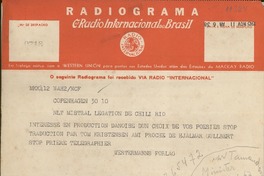 [Telegrama] 1945 nov. 11, Copenhagen [Dinamarca] [a] Gabriela Mistral, Río de Janeiro