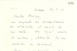 [Carta] 1951 ago. 12, Lucano, [Italia] [a] Gabriela Mistral