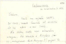 [Carta] 1952 nov. 14, Salamanca, [España] [a] Gabriela Mistral