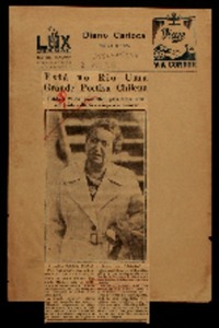 Está no Rio uma grande poetisa chilena Gabriela Mistral prometteu, para breve, uma entrevista colletiva á impresa carioca.