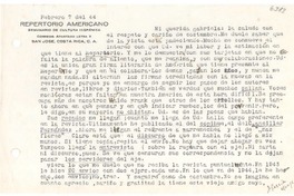 [Carta] 1944 feb. 7, San José, Costa Rica [a] Gabriela [Mistral]