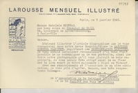 [Carta] 1946 janv. 21, París [a] Gabriela Mistral, París