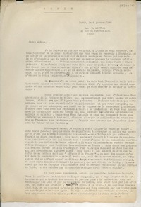 [Carta] 1946 janv. 9, París [a] Gabriela Mistral, París
