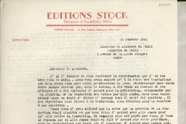 [Carta] 1946 janv. 11, París [al] Ministro de Chile, París